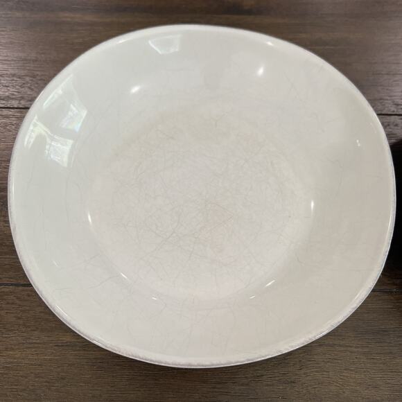Set of 2 Crate and Barrel Marin 9” White Low Salad Bowls Plates Made in Portugal - Picture 2 of 4